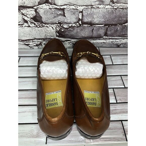 Daniele Lepori Brown Leather Gold Horsebit Loafers Dress Shoes Men Sz 11M US/44 main image 12